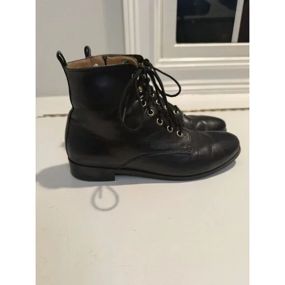 Sezane Black Leather Ankle lace up Combat Boots Size EU 38 US 7 $250 [jb] - Picture 4 of 12